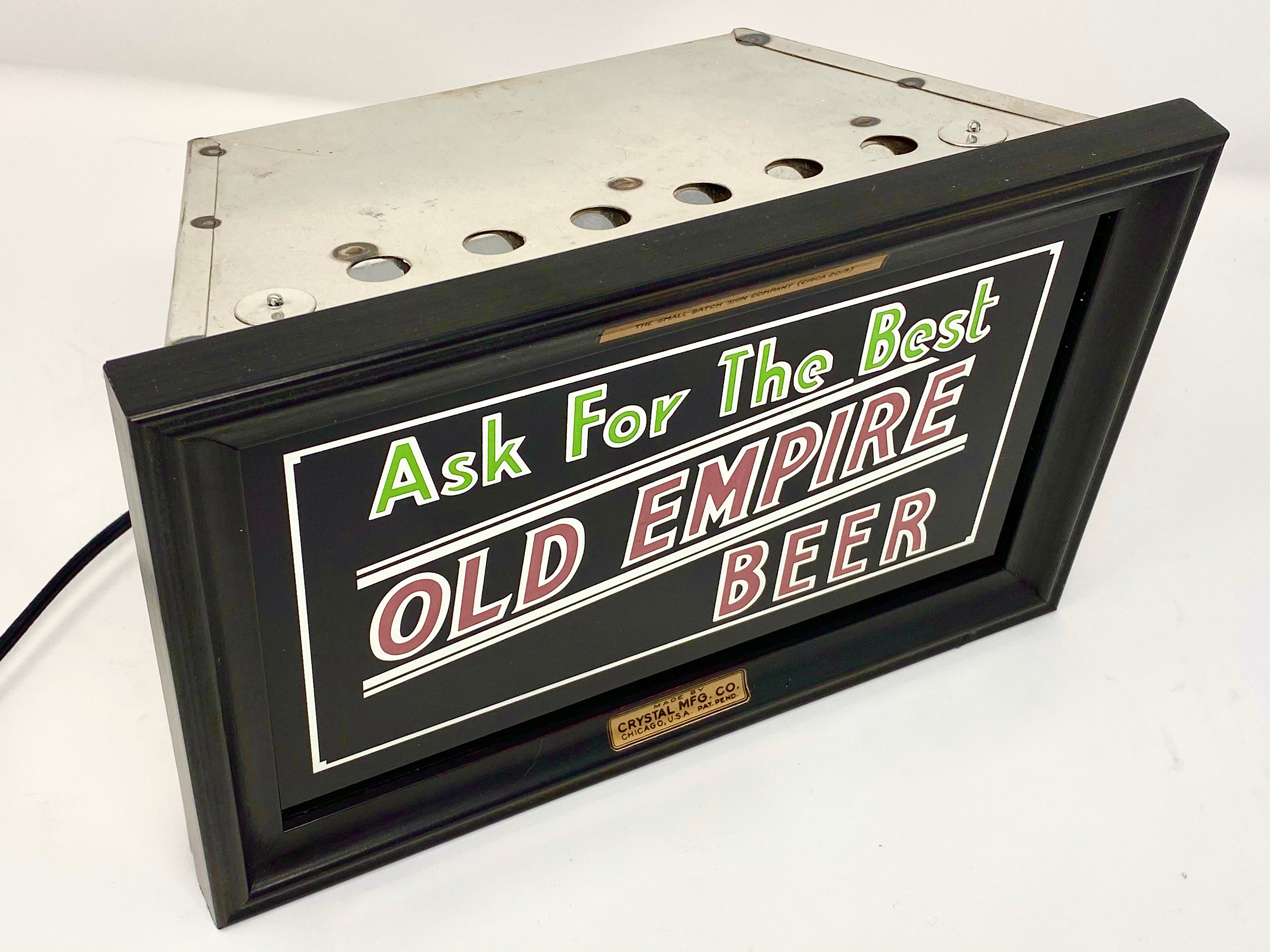 OLD EMPIRE BEER CRYSTAL MANUFACTURING ILLUMINATED SIGN