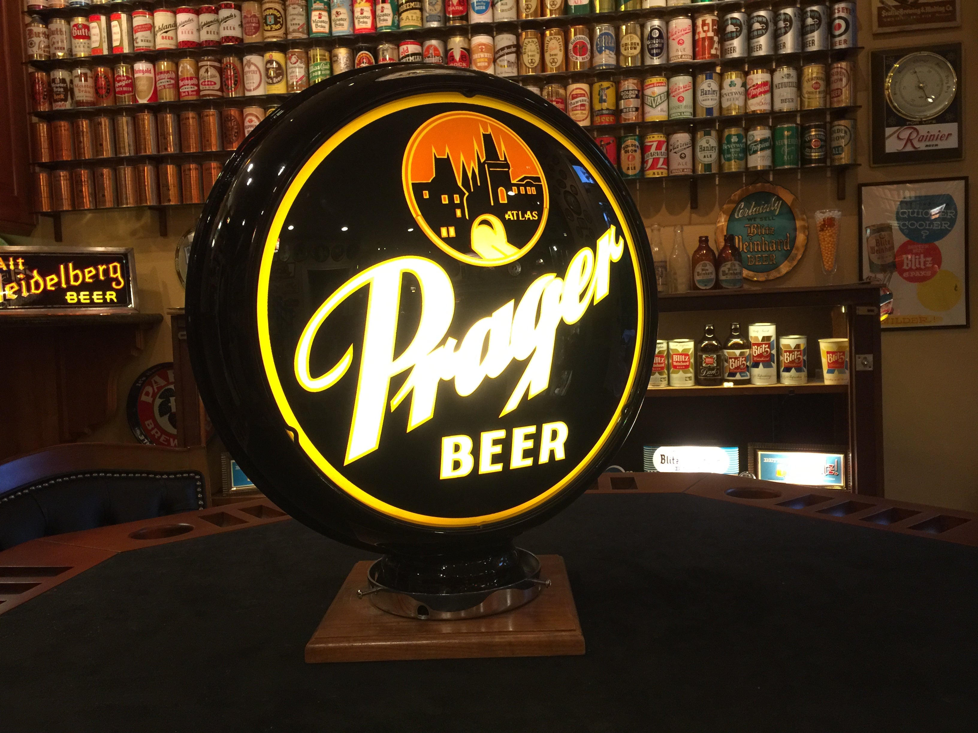 ATLAS PRAGER BEER GILLCO™ PORCELAIN REVERSE ON GLASS (ROG) GLOBES