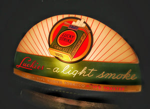 INAUGURAL GILLCO™ LUCKY STRIKES CIGARETTES PORCELAIN REVERSE ON GLASS (ROG) CABLIGHT SIGN