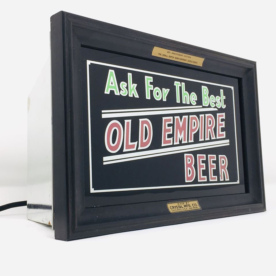 OLD EMPIRE BEER CRYSTAL MANUFACTURING ILLUMINATED SIGN